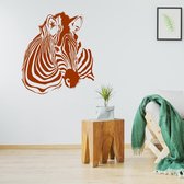 Muursticker Zebra -  Bruin -  90 x 102 cm  -  slaapkamer  woonkamer  alle muurstickers  dieren - Muursticker4Sale