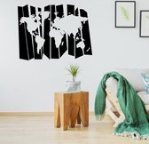 Muursticker Wereldkaart -  Zwart -  160 x 120 cm  -  alle muurstickers  slaapkamer  woonkamer - Muursticker4Sale