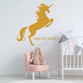 Muursticker Unicorn - Goud - 120 x 120 cm - baby en kinderkamer - muursticker dieren slaapkamer alle muurstickers baby en kinderkamer