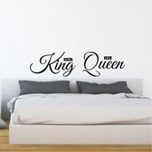 Muursticker Her King - His Queen - Oranje - 120 x 31 cm - slaapkamer engelse teksten