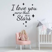 Muursticker I Love You More Than All The Stars - Oranje - 60 x 62 cm - engelse teksten baby en kinderkamer