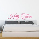 Muursticker Her King - His Queen -  Roze -  160 x 41 cm  -  alle muurstickers  slaapkamer  engelse teksten - Muursticker4Sale