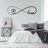 Muursticker Infinity Love Met Hartje - Geel - 120 x 34 cm - slaapkamer