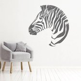 Muursticker Zebra -  Donkergrijs -  80 x 80 cm  -  slaapkamer  alle  woonkamer  dieren - Muursticker4Sale