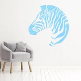 Muursticker Zebra -  Lichtblauw -  80 x 80 cm  -  slaapkamer  alle  woonkamer  dieren - Muursticker4Sale