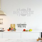 Muursticker Bon Appetit Met Bestek -  Lichtgrijs -  80 x 35 cm  -  alle muurstickers  keuken - Muursticker4Sale