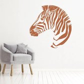 Muursticker Zebra -  Bruin -  80 x 80 cm  -  slaapkamer  alle  woonkamer  dieren - Muursticker4Sale