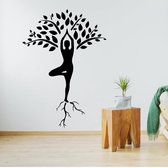 Muursticker Yoga Boom -  Zwart -  70 x 100 cm  -  alle muurstickers  woonkamer - Muursticker4Sale