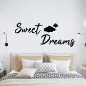 Muursticker Sweet Dreams Met Wolkjes - Zwart - 80 x 31 cm -  engelse teksten slaapkamer