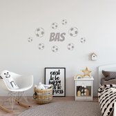 Muursticker Voetbal Met Naam -  Zilver -  160 x 90 cm  -  alle muurstickers  baby en kinderkamer - Muursticker4Sale