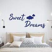 Sticker Muursticker Sweet Dreams With Clouds - Bleu foncé - 80 x 31 cm - Chambre à coucher avec textes anglais - Muursticker4Sale