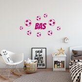 Muursticker Voetbal Met Naam -  Roze -  160 x 90 cm  -  alle muurstickers  baby en kinderkamer - Muursticker4Sale