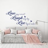 Muursticker Love Laugh Live -  Donkerblauw -  120 x 63 cm  -  alle muurstickers  woonkamer  slaapkamer  engelse teksten - Muursticker4Sale