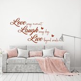Muursticker Love Laugh Live - Bruin - 120 x 63 cm - alle muurstickers woonkamer slaapkamer
