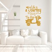 Muursticker Life Is A Journey Enjoy The Ride -  Goud -  105 x 140 cm  -  slaapkamer  woonkamer  alle - Muursticker4Sale
