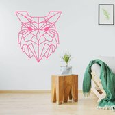 Muursticker Origami Uil -  Roze -  40 x 42 cm  -  origami  alle  dieren - Muursticker4Sale