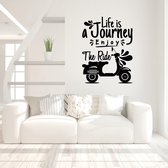 Muursticker Life Is A Journey Enjoy The Ride -  Lichtbruin -  105 x 140 cm  -  slaapkamer  woonkamer  alle - Muursticker4Sale