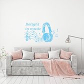 Muursticker Delight In Music -  Lichtblauw -  160 x 93 cm  -  alle muurstickers  woonkamer  engelse teksten - Muursticker4Sale