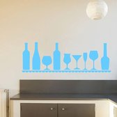 Muursticker Wijn Plank - Lichtblauw - 120 x 40 cm - bedrijven keuken