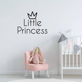 Muursticker Little Princess - Zwart - 60 x 45 cm - engelse teksten baby en kinderkamer