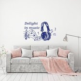 Muursticker Delight In Music -  Donkerblauw -  160 x 93 cm  -  alle muurstickers  woonkamer  engelse teksten - Muursticker4Sale