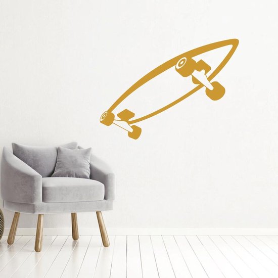 Muursticker Skateboard - Goud - 80 x 57 cm - alle muurstickers baby en kinderkamer