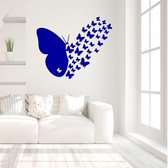 Muursticker Vliegende Vlinders -  Donkerblauw -  140 x 114 cm  -  alle muurstickers  baby en kinderkamer  slaapkamer  woonkamer  dieren - Muursticker4Sale