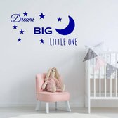 Muursticker Dream Big Little One - Donkerblauw - 120 x 60 cm - baby en kinderkamer