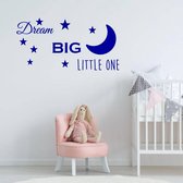 Muursticker Dream Big Little One -  Donkerblauw -  80 x 40 cm  -  baby en kinderkamer  alle - Muursticker4Sale