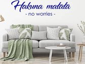 Muursticker Hakuna Matata No Worries -  Donkerblauw -  160 x 42 cm  -  engelse teksten  woonkamer  alle - Muursticker4Sale