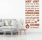 Muursticker Woef Woef -  Bruin -  80 x 160 cm  -  nederlandse teksten  woonkamer  alle - Muursticker4Sale