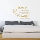 Muursticker Wake Up Wonderful -  Goud -  60 x 44 cm  -  slaapkamer  engelse teksten  alle - Muursticker4Sale