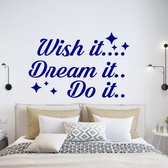 Muursticker Wish It Dream It Do It - Donkerblauw - 160 x 105 cm - slaapkamer alle