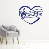 Muziek Noten In Hart -  Donkerblauw -  100 x 77 cm  -  alle muurstickers  baby en kinderkamer  woonkamer - Muursticker4Sale