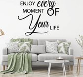 Muursticker Enjoy Every Moment Of Your Life -  Groen -  100 x 86 cm  -  engelse teksten  slaapkamer  woonkamer  alle - Muursticker4Sale