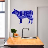 Muursticker Koe Met Benaming -  Donkerblauw -  80 x 53 cm  -  keuken  engelse teksten  alle muurstickers  dieren - Muursticker4Sale