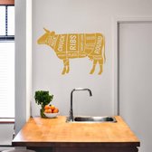 Muursticker Koe Met Benaming -  Goud -  80 x 53 cm  -  keuken  engelse teksten  alle muurstickers  dieren - Muursticker4Sale