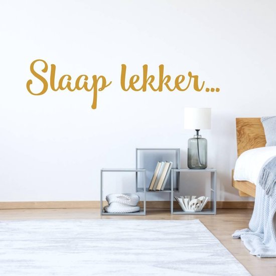 Muursticker Slaap Lekker - Goud - 160 x 40 cm - taal - nederlandse teksten baby en kinderkamer - teksten en gedichten slaapkamer baby en kinderkamer alle