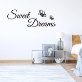 Muursticker Sweet Dreams -  Lichtbruin -  160 x 56 cm  -  slaapkamer  engelse teksten  alle - Muursticker4Sale