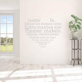 Muursticker Liefde Is.. In Hart Vorm -  Zilver -  140 x 110 cm  -  woonkamer  nederlandse teksten  slaapkamer  alle - Muursticker4Sale