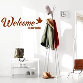 Muursticker Welcome To Our Home Met Vogel - Bruin - 120 x 38 cm - woonkamer alle