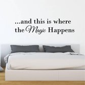 Muursticker This Is Where The Magic Begins - Zwart - 160 x 42 cm - slaapkamer engelse teksten
