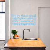 Muursticker Eet Smakelijk In Verschillende Talen - Lichtblauw - 160 x 70 cm - keuken alle