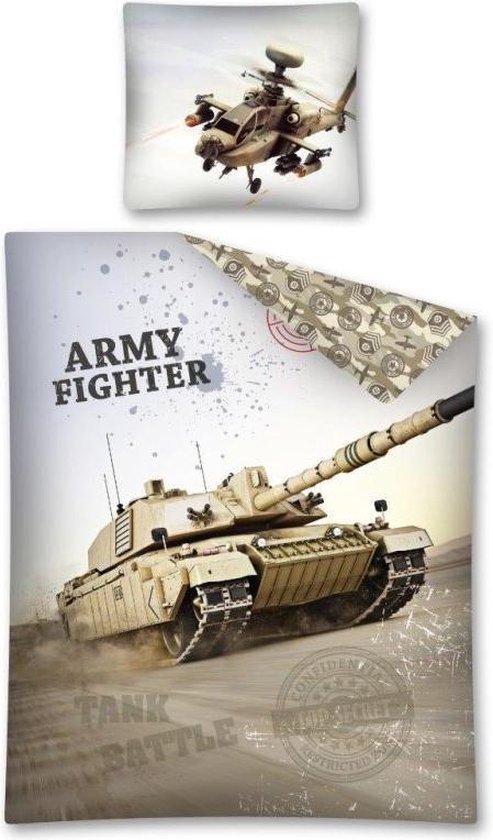 schroot toespraak Bandiet Dekbedovertrek Leger tank army fighter - 140x200 + 70x80 cm - katoen |  bol.com