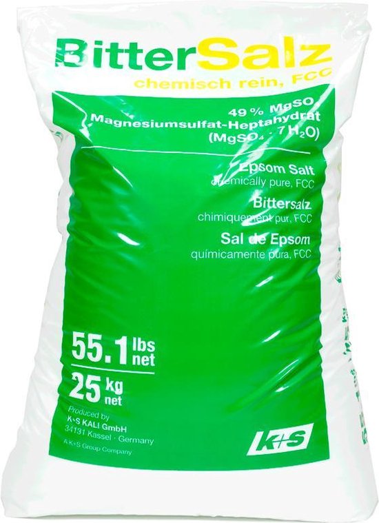 Epsom zout - Bitterzout - Magnesiumsulfaat - Badzout - 25 kg - in zak - voetenbad