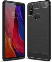 Brushed Texture Carbon Fibre Shockproof TPU Case voor Geschikt voor Xiaomi Mi 8 SE (Zwart)