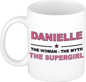 Naam cadeau Danielle - The woman, The myth the supergirl koffie mok / beker 300 ml - naam/namen mokken - Cadeau voor o.a verjaardag/ moederdag/ pensioen/ geslaagd/ bedankt