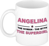 Angelina The woman, The myth the supergirl cadeau koffie mok / thee beker 300 ml