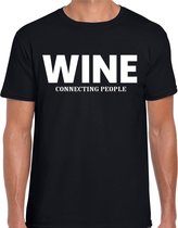 Wine connecting people drank fun t-shirt zwart voor heren 2XL