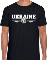 Oekraine / Ukraine landen / voetbal t-shirt met wapen in de kleuren van de Oekraiense vlag - zwart - heren - Oekraine landen shirt / kleding - EK / WK / voetbal shirt L